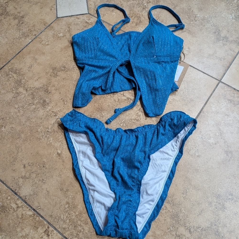 Samiol / NWT / Small / Blue glitter Tankini set
